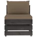 vidaXL Salon de jardin 7 Pièces avec coussins Bois imprégné de gris