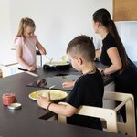 Tour d'apprentissage 5 en 1 bois naturel  blanc avec stickers et tableau ardoise