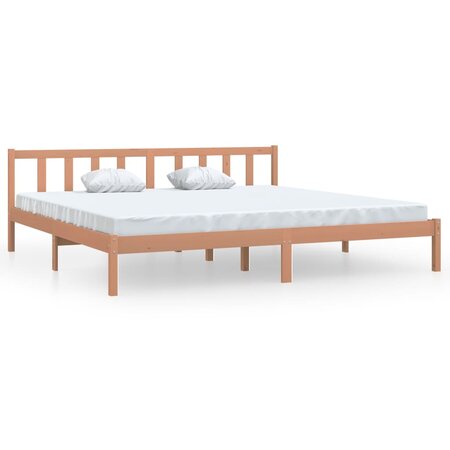 vidaXL Cadre de lit Marron miel Bois pin massif 180x200 cm Super King