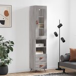 vidaXL Buffet haut Sonoma gris 34 5x34x180 cm Bois d'ingénierie