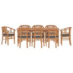 vidaXL Ensemble à dîner de jardin 9 Pièces Bois de teck solide