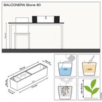 LECHUZA Jardinière BALCONERA Stone 80 ALL-IN-ONE Blanc quartz