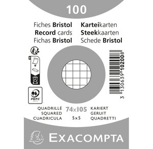 Paquet 100 Fiches Sous Film - Bristol Quadrillé 5x5 Non Perforé 74x105mm - X 40 - Exacompta