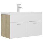 vidaXL Armoire d'évier et lavabo intégré Blanc/chêne sonoma Aggloméré