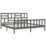 vidaXL Cadre de lit avec tête de lit gris 200x200 cm bois massif