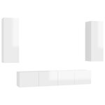 vidaXL Ensemble de meubles TV 4 Pièces Blanc brillant Aggloméré