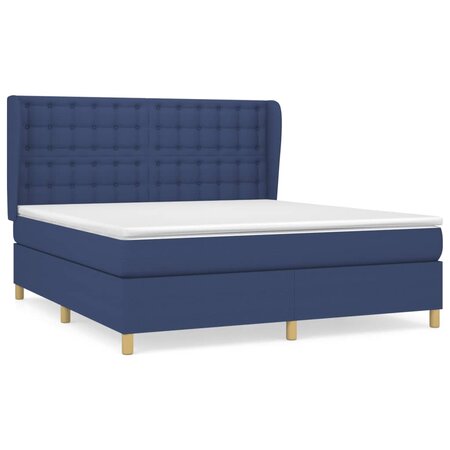 vidaXL Lit à sommier tapissier avec matelas Bleu 160x200 cm Tissu