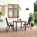 vidaXL Ensemble de salle à manger de jardin 3 Pièces Noir et marron