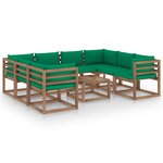 vidaXL Salon de jardin 9 Pièces avec coussins vert