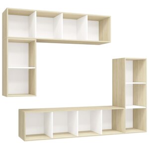 vidaXL Ensemble meubles TV 4 Pièces Blanc/chêne sonoma Bois d'ingénierie