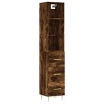 vidaXL Buffet haut Chêne fumé 34 5x34x180 cm Bois d'ingénierie