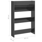 vidaXL Armoire à chaussures murale Gris brillant 60x18x90 cm Aggloméré
