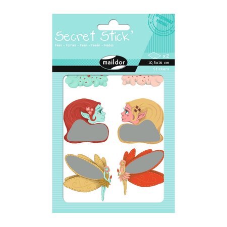 12 stickers message secret - fées