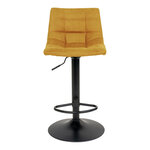 Chaise de bar en microfibre jaune moutarde avec pieds noirs