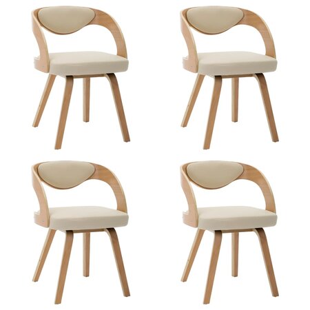 vidaXL Chaises à manger lot de 4 crème bois courbé et similicuir