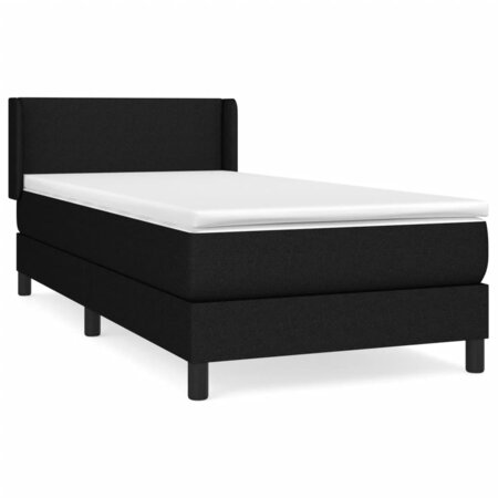 vidaXL Lit à sommier tapissier avec matelas Noir 100x200 cm Tissu