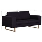 vidaXL Canapé à 2 places Tissu Noir