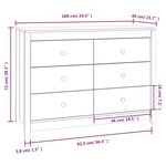 vidaXL Armoire latérale Noir 100x40x72 cm Bois de pin massif