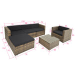 Tectake Salon bas de jardin MILAN 5 places - marron naturel