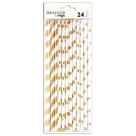 Paille Papier Blanc & Or X24 - Draeger paris