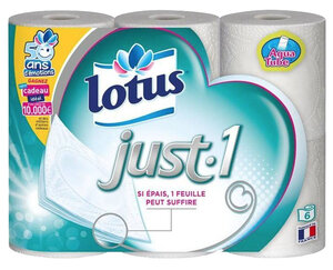 Lotus Papier toilette Just-1 par 6 rouleaux (lot de 3 soit 18 rouleaux)