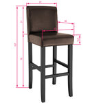 Tectake lot de 4 chaises de bar - marron