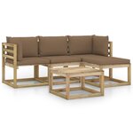 vidaXL Salon de jardin 5 Pièces avec coussins taupe