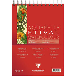 Bloc etival aquarelle a3 - grain classic - 10 feuilles - clairefontaine