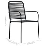 vidaXL Mobilier à dîner d'extérieur 5 Pièces Corde en coton et acier Noir