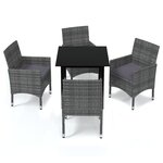 vidaXL Mobilier à dîner de jardin et coussins 5Pièces Résine tressée Gris