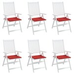 vidaXL Coussins de chaise de jardin 6 Pièces rouge 40x40x3cm tissu oxford