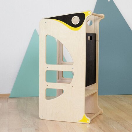 Tour d'apprentissage - PENGUIN - bois naturel avec stickers et tableau ardoise