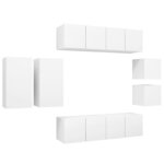 vidaXL Ensemble de meuble TV 8 Pièces Blanc Aggloméré