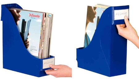 Porte-revues extra large format a4 en polystyrène bleu leitz