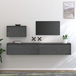 vidaXL Meubles TV 3 Pièces Gris Bois massif de pin