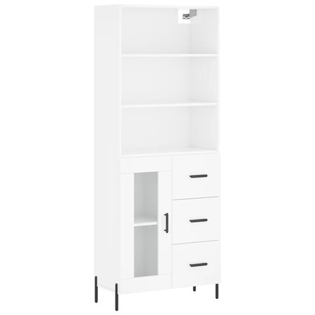vidaXL Buffet haut Blanc brillant 69 5x34x180 cm Bois d'ingénierie