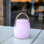 Lampe enceinte bluetooth sans fil mini may play beige polyéthylène h23cm