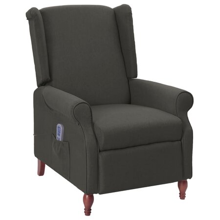 vidaXL Fauteuil inclinable de massage Gris foncé Tissu