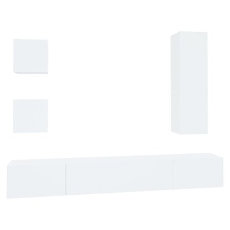 vidaXL Ensemble de meubles TV 5 Pièces Blanc Bois d'ingénierie