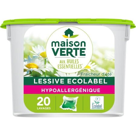 Capsules lessive fraîcheur d'été x 20 Maison verte