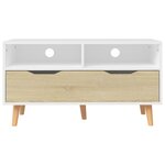 vidaXL Meuble TV Blanc et chêne sonoma 90x40x48 5 cm Aggloméré