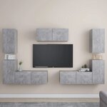 vidaXL Ensemble de meubles TV 7 Pièces Gris béton Aggloméré