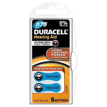 Blister de 6 piles auditives easytab da 675 duracell