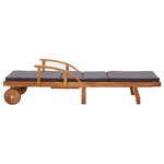 vidaXL Chaise longue avec coussin Bois d'acacia solide