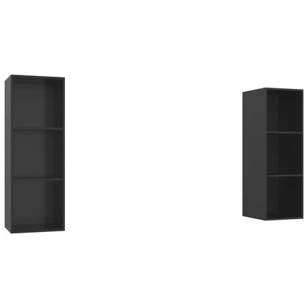 vidaXL Meubles TV muraux 2 Pièces Noir brillant Aggloméré