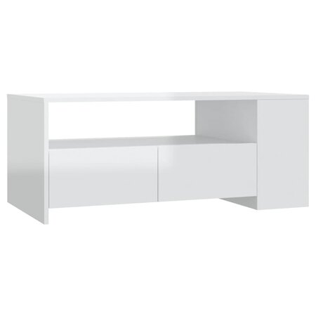vidaXL Table basse Blanc brillant 102x55x42 cm Bois d'ingénierie