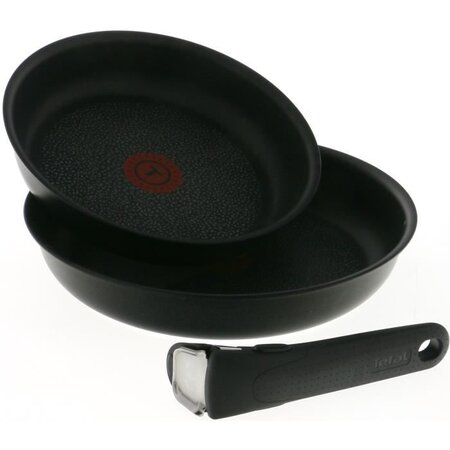Tefal l6509105 ingenio expertise lot 2 poêles 22/26 cm + poignée  induction + four  revêtement antiadhésif  fabriqué en france