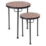 ProGarden Ensemble de tables d'appoint 2 Pièces avec dessus en mosaïque