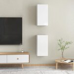 vidaXL Meubles TV 2 Pièces Blanc brillant 30 5x30x60 cm Aggloméré