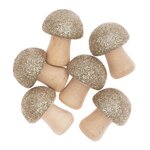 12 silhouettes champignons en bois pailletés dorés 3 x 2 3 cm